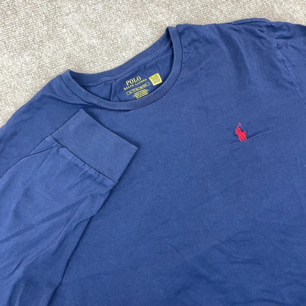 Polo Ralph Lauren Classic Fit Long Sleeve T Shirt Mens XLโ Blue Cotton Pony Logo